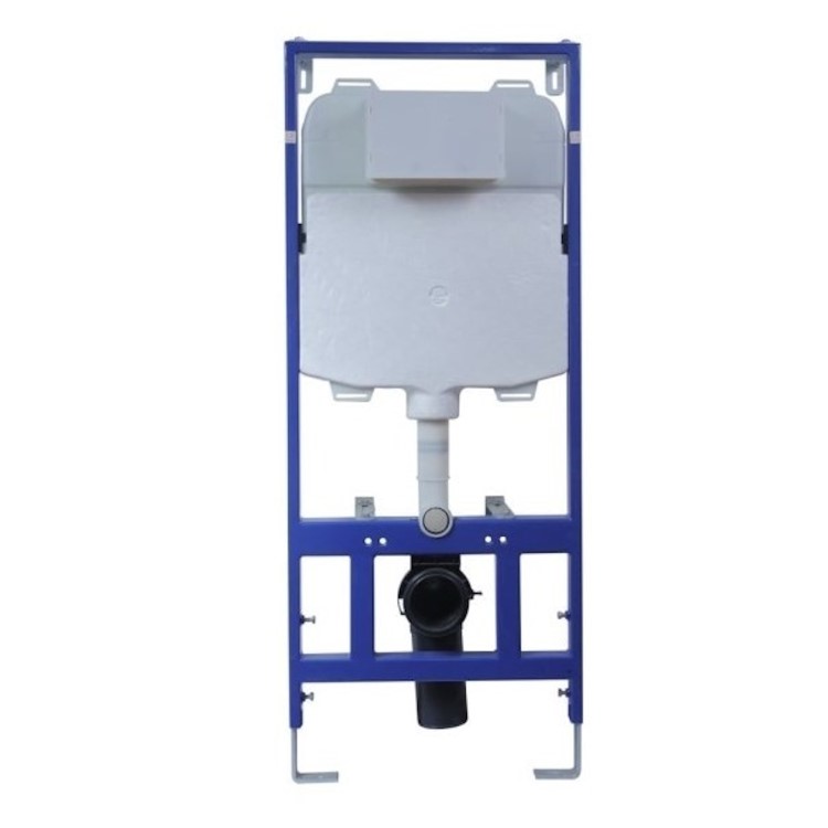 Wall Hung Rimless Toilet with Soft Close Seat, Chrome Mechanical Flush Plate, 1168mm Frame & Cistern – Alcor