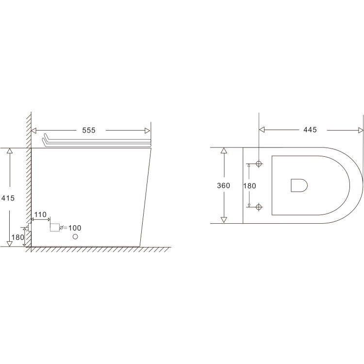 Grade A1 - Back to Wall Rimless Toilet with Soft Close Seat - Newport