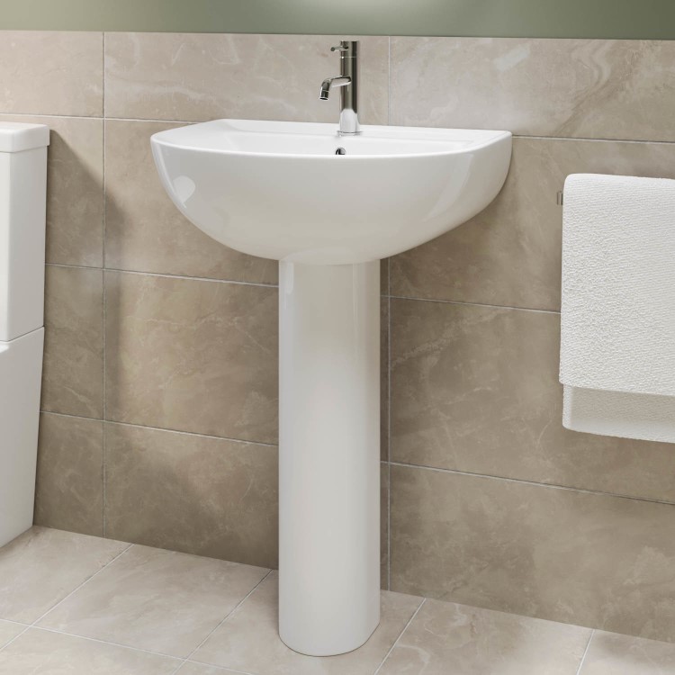 ONLY OPENED - Modern Pedestal Basin 550mm - Newport