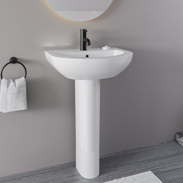 ONLY OPENED - Modern Pedestal Basin 550mm - Newport