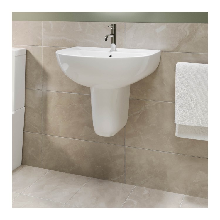 Grade A1 - Modern Semi Pedestal Basin 550mm - Newport