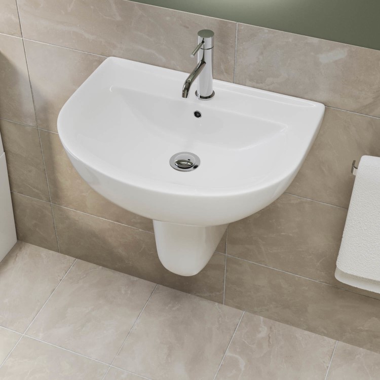 Grade A1 - Modern Semi Pedestal Basin 550mm - Newport