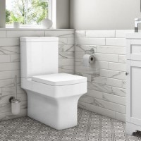 Grade A1 - Close Coupled Rimless Toilet with Soft Close Seat - Ashford