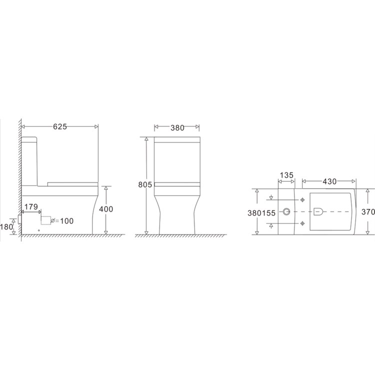 Grade A1 - Close Coupled Rimless Toilet with Soft Close Seat - Ashford