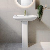 ONLY OPENED - Modern Pedestal Basin 605mm - Ashford