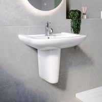 Grade A1 - Modern Semi Pedestal Basin 605mm - Ashford