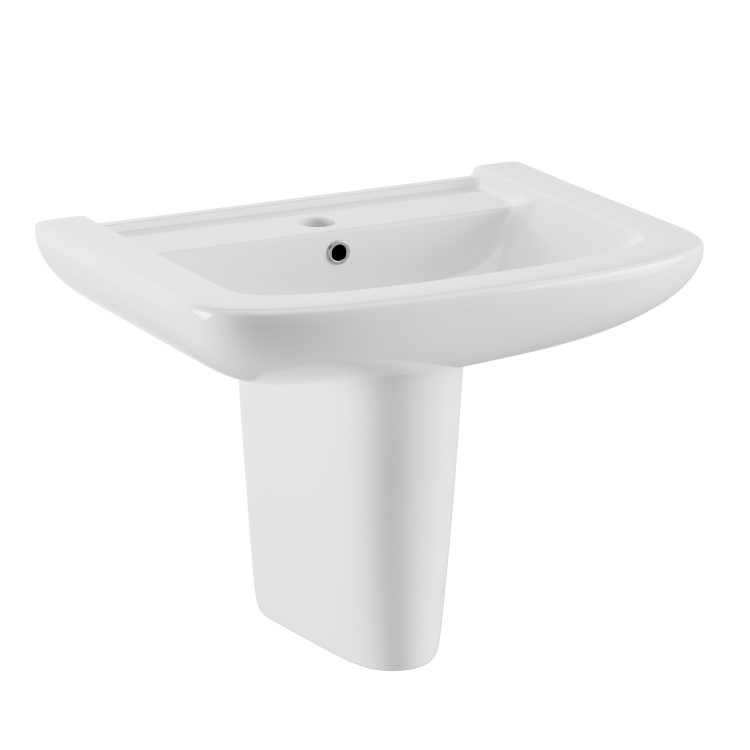 Grade A1 - Modern Semi Pedestal Basin 605mm - Ashford
