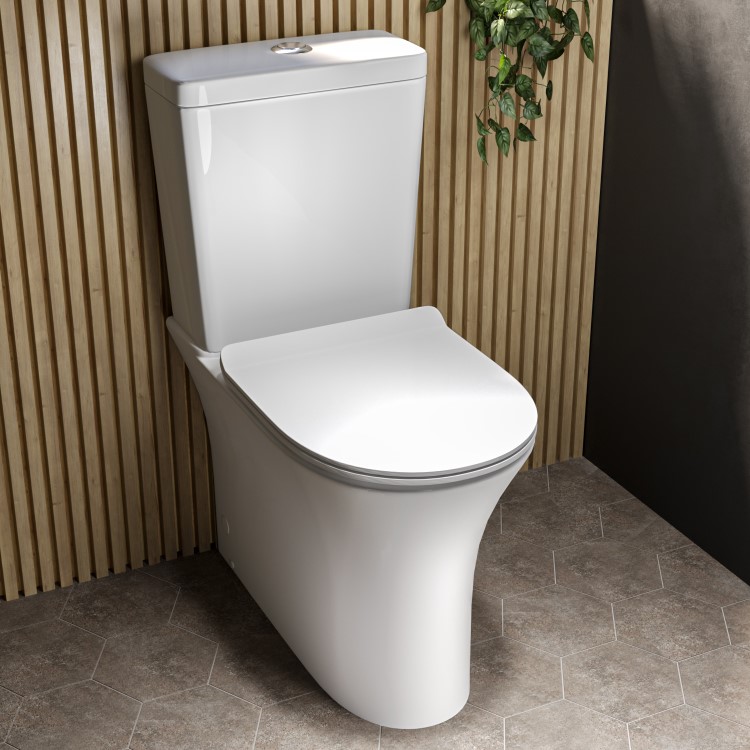 ONLY OPENED - Close Coupled Rimless Comfort Height Toilet with Soft Close Slim Seat - Indiana
