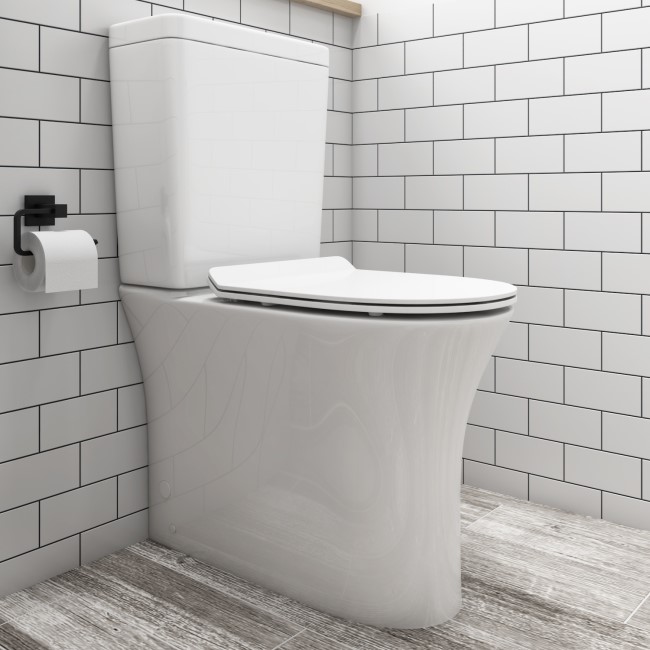 GRADE A1- Close Coupled Rimless Comfort Height Toilet with Soft Close Slim Seat - Indiana