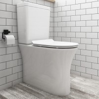 Grade A1 - Close Coupled Rimless Comfort Height Toilet with Soft Close Slim Seat - Indiana