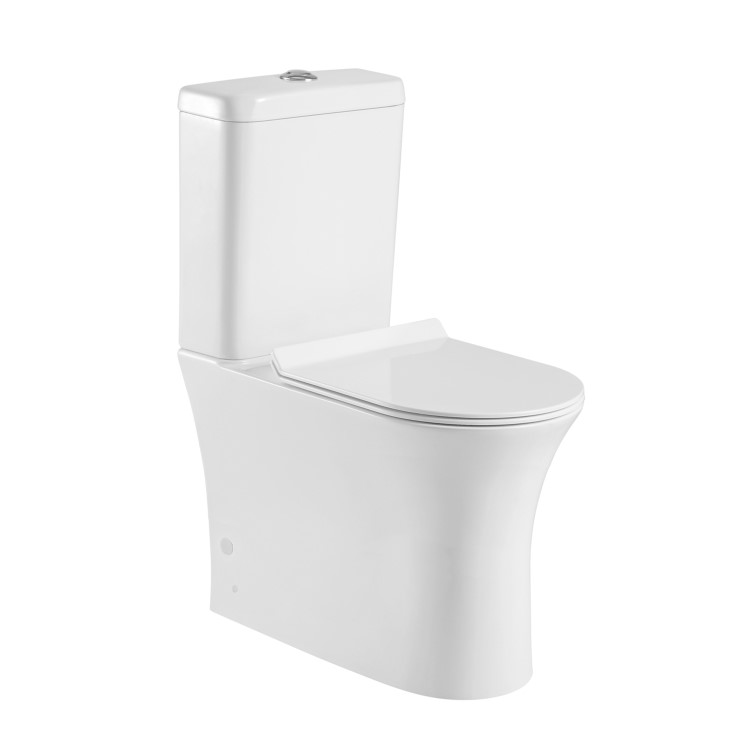 Grade A1 - Close Coupled Rimless Comfort Height Toilet with Soft Close Slim Seat - Indiana