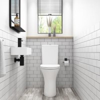 Grade A1 - Cloakroom Suite with Left Hand Basin Comfort Height Toilet & Soft Close Seat