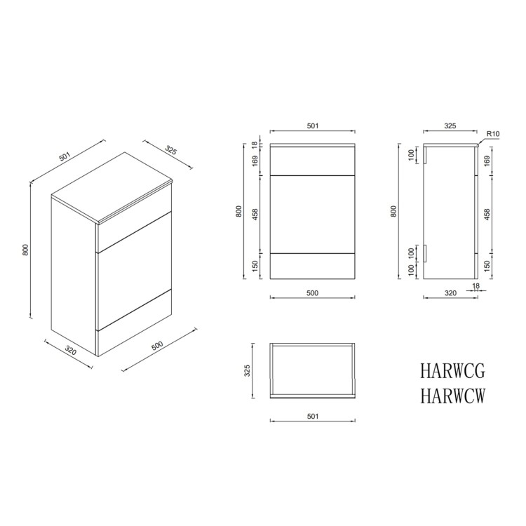 1500mm White Toilet and Sink Unit with Storage Unit and Square Toilet - Harper