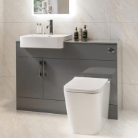 1200mm Grey Toilet and Sink Unit with Square Toilet - Harper