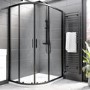 1200x800mm Black 8mm Glass Left Hand Offset Quadrant Shower Enclosure With Shower Tray - Pavo