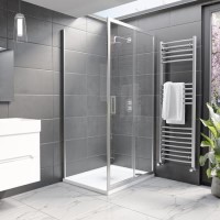 1000x700mm Chrome 8mm Glass Rectangular Sliding Shower Enclosure with Shower Tray - Pavo 1000x700mm Chrome 8mm Glass Rectangular Sliding Shower Enclosure with Shower Tray - Pavo