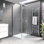 1000x700mm Chrome 8mm Glass Rectangular Sliding Shower Enclosure with Shower Tray - Pavo