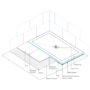 1200 x 800mm Brushed Brass Rectangular Hinged Shower Enclosure with Low Profile Shower Tray - Pavo