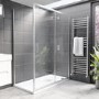 1400x800mm Chrome 8mm Glass Rectangular Sliding Shower Enclosure with Shower Tray - Pavo