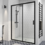 Grade A1 - Black 1400mm Sliding Shower Door - Pavo