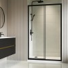 Grade A1 - Black 1400mm Sliding Shower Door - Pavo