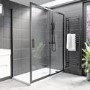 Black 8mm Glass Rectangular Sliding Shower Enclosure 1400x700mm - Pavo