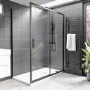 Black 8mm Glass Rectangular Sliding Shower Enclosure with Shower Tray 1400x800mm - Pavo