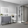 Grade A1 - 1700 x 900mm Black Rectangular Sliding Shower Enclosure - Pavo