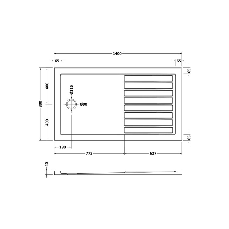 1400x900mm Brushed Brass Walk In Shower Screen Enclosure with 300mm Hinged Flipper Panel and Shower Tray - Corvus