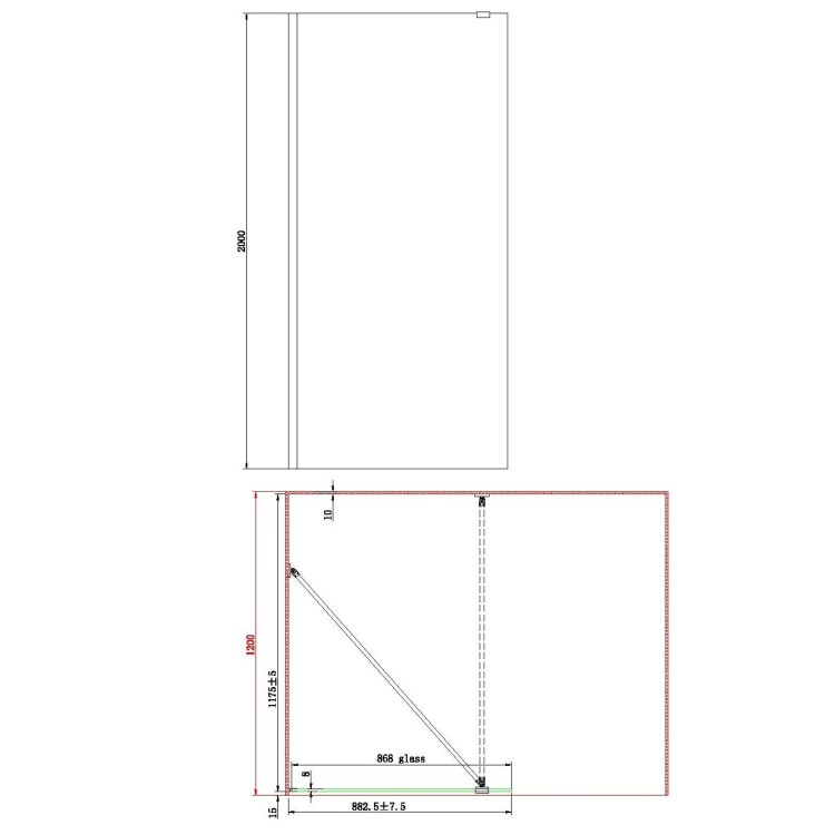 1400x800mm Chrome Walk In Shower Screen with Shower Tray - Corvus