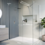 1400x800mm Chrome Walk In Shower Screen Enclosure and Shower Tray - Corvus