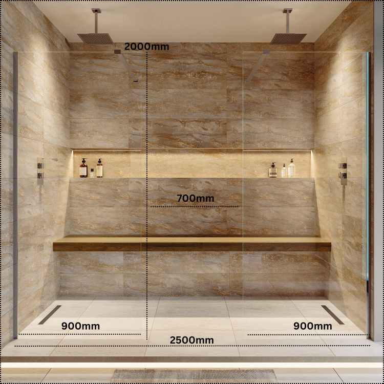 2500mm Chrome Double Shower Screen for Wet Room & Walk In Shower – Corvus