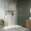 1600x800mm Frameless Walk In Shower Enclosure with300mm Hinged Flipper Panel and Shower Tray - Corvus