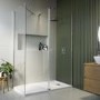 1700x800mm Chrome Walk-In Shower Screen Enclosure with 300mm Hinged Flipper Panel and Shower Tray – Corvus