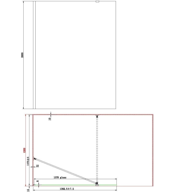 1400x800mm Black Frameless Walk In Shower Screen with Shower Tray - Corvus