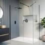 1400x900mm Black Walk In Shower Screen Enclosure and Shower Tray - Corvus