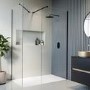 1400x900mm Black Walk In Shower Screen Enclosure and Shower Tray - Corvus