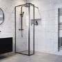 Grade A1 - 1000mm Black Framed Wet Room Shower Screen with Return Panel - Zolla