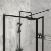 Grade A1 - 1000mm Black Framed Wet Room Shower Screen with Return Panel - Zolla