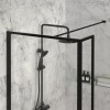 Grade A1 - 1100mm Black Framed Wet Room Shower Screen with Return Panel - Zolla