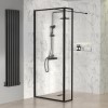 Grade A1 - 1400mm Black Framed Wet Room Shower Screen with Return Panel - Zolla
