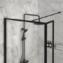 Grade A1 - 1400mm Black Framed Wet Room Shower Screen with Return Panel - Zolla