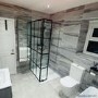 1000mm Black Grid Shower Screen for Wet Room & Walk In Shower with 300mm Fixed Panel- Nova