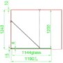 Grade A1 - 1200mm Black Grid Framework Wet Room Shower Screen with 300mm Fixed Panel - Nova