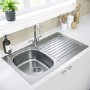 Single Bowl Inset Chrome Stainless Steel Kitchen Sink with Reversible Drainer - Essence Ava