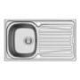 Single Bowl Inset Chrome Stainless Steel Kitchen Sink with Reversible Drainer - Essence Ava