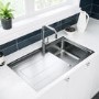 Single Bowl Chrome Stainless Steel Reversible Inset Kitchen Sink with Mixer Tap Set - Enza