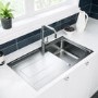 Single Bowl Inset Chrome Stainless Steel Kitchen Sink with Reversible Drainer- Enza Isabella