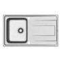 ONLY OPENED - Single Bowl Chrome Stainless Steel Kitchen Sink with Reversible Drainer- Enza Isabella 860 x 500