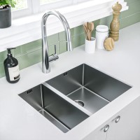 1.5 Bowl Undermount and Inset Chrome Stainless Steel Right Hand Kitchen Sink and Steel Colander- Enza Yara